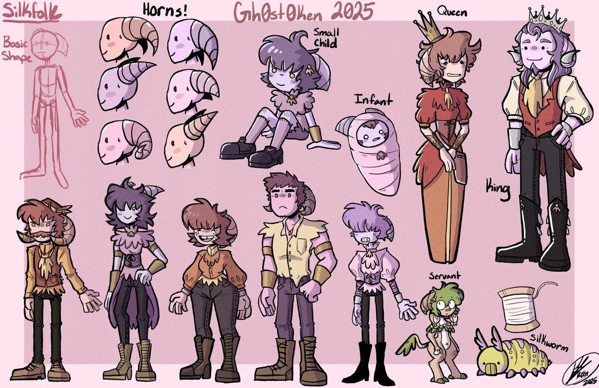 Gh0st0ken's tweet image. Another species, the Silkfolk! (Functionally extinct)

#dpwob #dontplaywithouijaboards #characterdesign