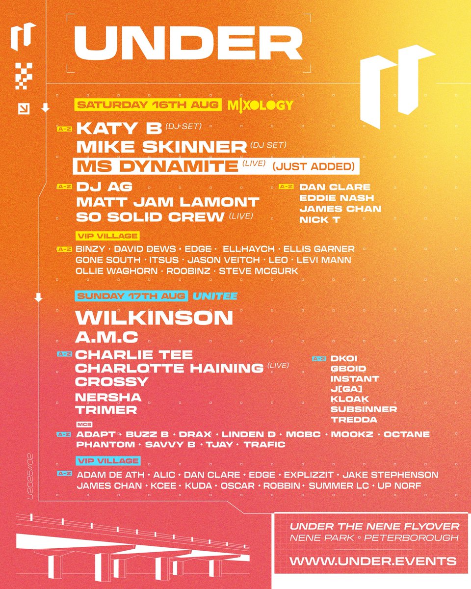 😳 MS DYNAMITE Joins Sat 16th Aug Lineup ✚Full Line up is now revealed!

She joins Katy B, Wilkinson, Mike Skinner, A.M.C, So Solid Crew, Charlie Tee, DJ AG, Crossy, Matt Jam Lamont, Charlotte Haining, Nersha, Trimmer &amp; 43 other acts!

Tickets 2nd Release under.events