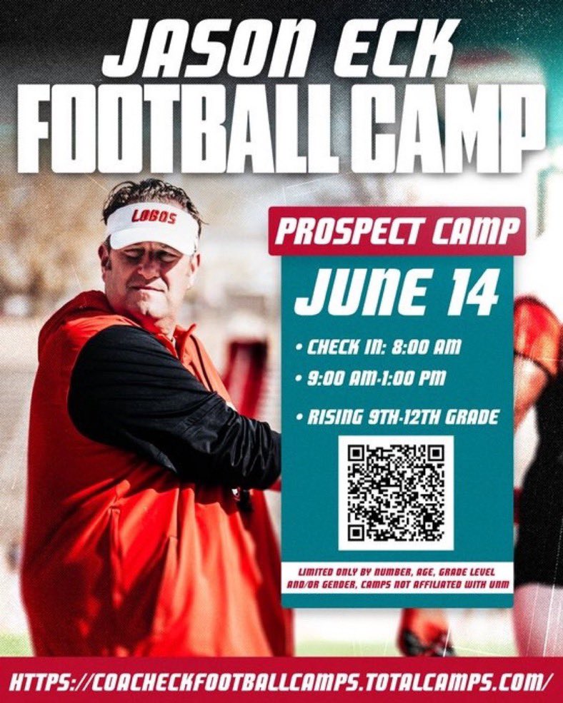 Thank you <a href="/UNMLoboFB/">New Mexico Football</a> and <a href="/_CoachElliott/">Jared Elliott</a> For the camp invite! <a href="/PrepRedzoneNM/">Prep Redzone New Mexico</a> <a href="/tony_mccoy3/">Tony McCoy</a> <a href="/CoachCasaus/">Dominic Casaus</a> <a href="/BryantWill757/">Bryant Williams</a> <a href="/Coach_RiceV/">Eddie Villanueva Jr.</a>