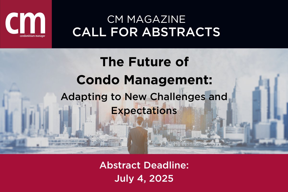 📣Call for Abstracts - Deadline: July 5th
We invite ACMO members to submit abstracts for the Fall issue of CM Magazine. Theme: The Future of Condo Management: Adapting to New Challenges and Expectations.
ow.ly/pgqz50W99Sb
#CMMagazine #ACMONews #CondoManagers