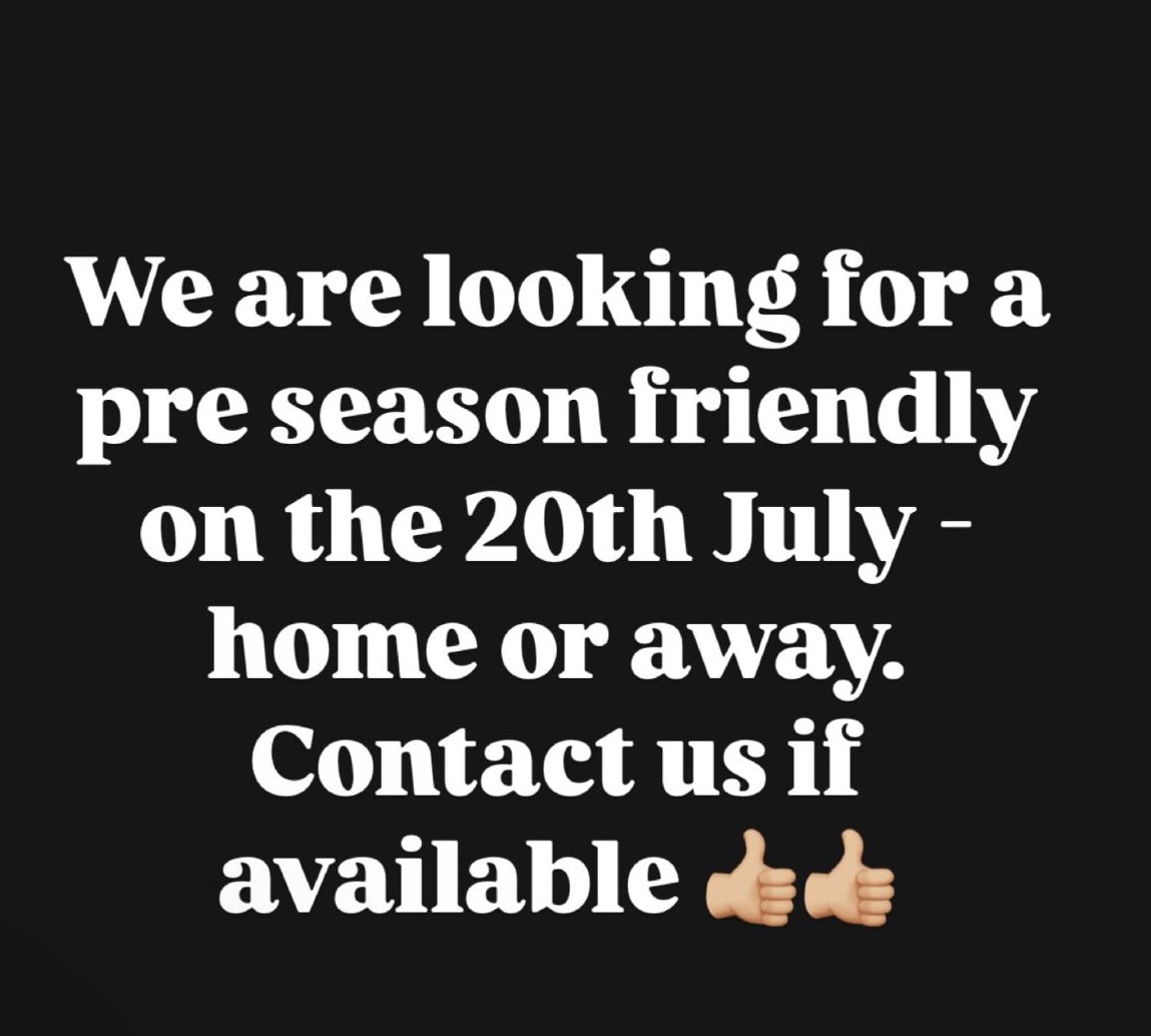Get in touch for a pre season friendly 👌🏽