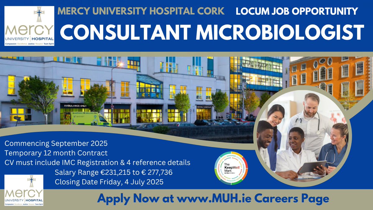 Deirdre O'Riordan (@deeoriordan8) on Twitter photo ๐ฉบ Locum Opportunity for a #ConsultantMicrobiologist to join <a href="/Mercycork/">Mercy University Hospital Cork</a> on a 12 Month Contract.
Commencing Sept 2025. #IMC Registration essential!
For more details and to apply, see: api.occupop.com/shared/job/locโฆ
#HSEJobs #NHSJobs #Microbiology #ConsultantDoctor #LocumDoctor ๐ฉบ Locum Opportunity for a #ConsultantMicrobiologist to join <a href="/Mercycork/">Mercy University Hospital Cork</a> on a 12 Month Contract.
Commencing Sept 2025. #IMC Registration essential!
For more details and to apply, see: api.occupop.com/shared/job/locโฆ
#HSEJobs #NHSJobs #Microbiology #ConsultantDoctor #LocumDoctor