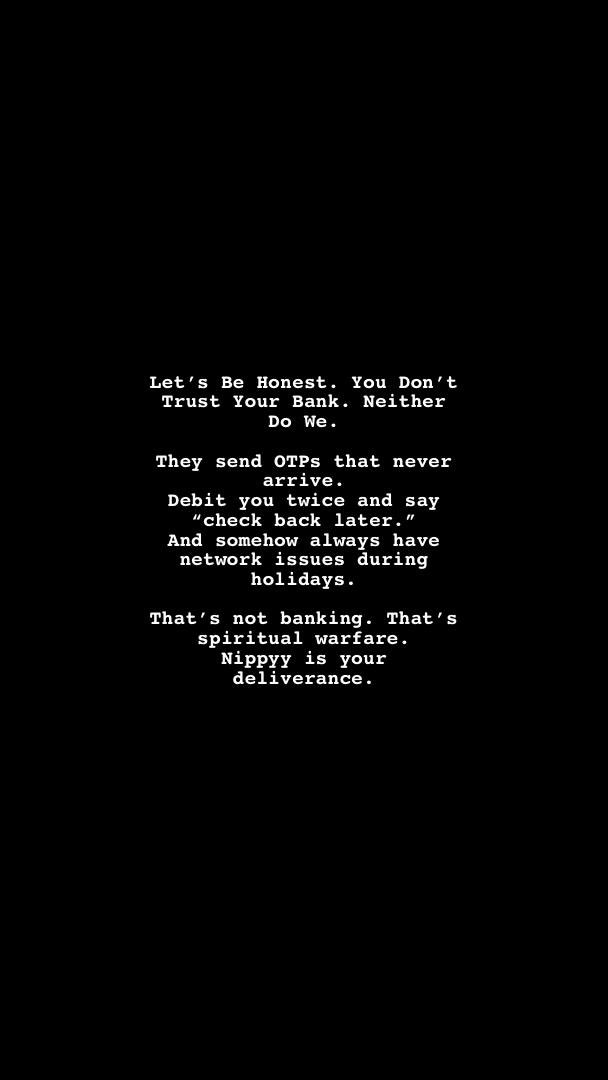 nippyyverse's tweet image. Let’s Be Honest. You Don’t Trust Your Bank. Neither Do We.
