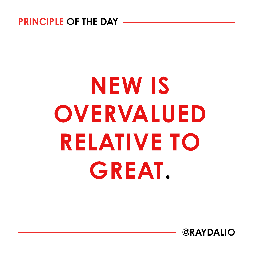 For example, when choosing which movie to watch or what book to read, are you drawn to proven classics or the newest big thing? In my opinion, it is smarter to choose the great over the new. #principleoftheday