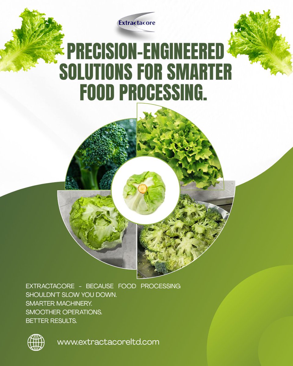ExtractaCore's tweet image. Food processing made effortless.
Extractacore delivers smarter machinery for smoother operations and better results.
Visit extractacoreltd.com to learn more.
#AutomationSolutions #FreshProduce #TechForGood