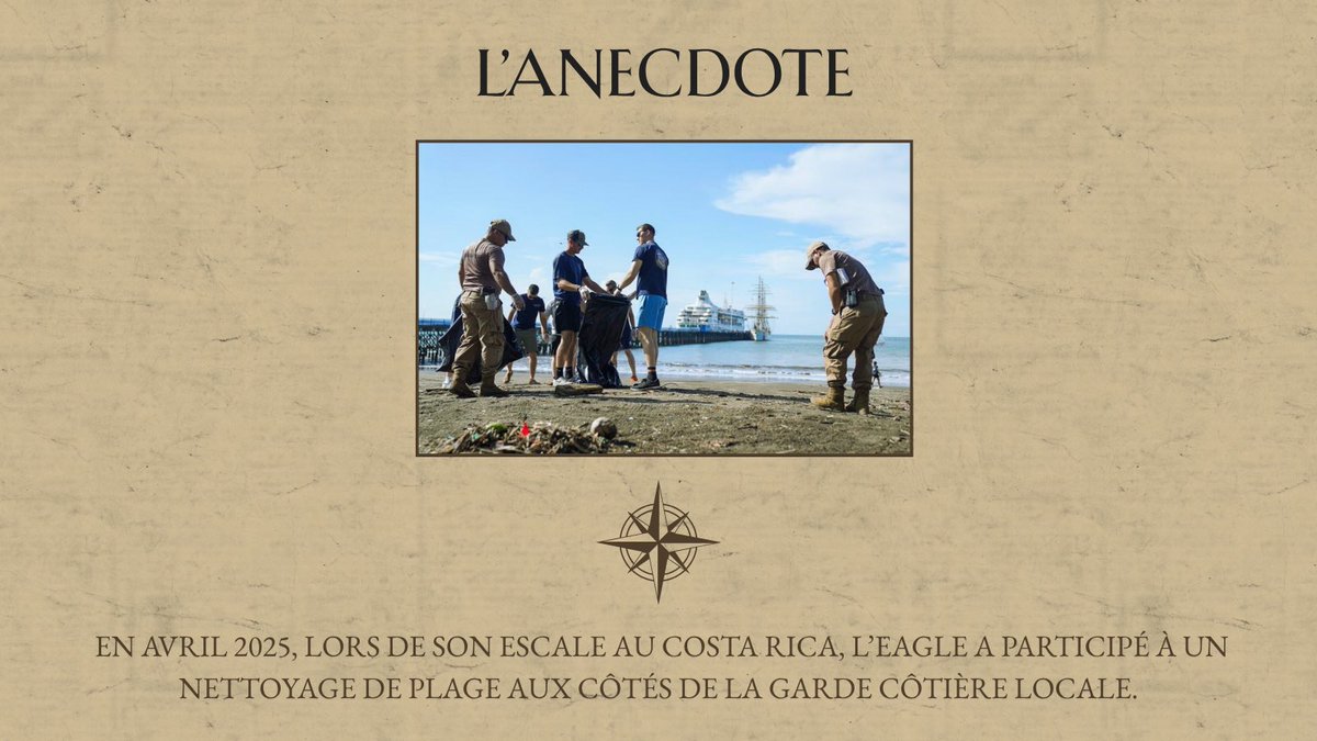 ANECDOTE – USCGC EAGLE

Avril 2025, escale au Costa Rica.
L’EAGLE participe à un nettoyage de plage avec la Garde côtière
Tradition &amp; engagement environnemental.

📅 RDV lundi pour découvrir le Danmark

 © United States Coast Guard News
 #VoilierALaUne #Eagle #Armada2027