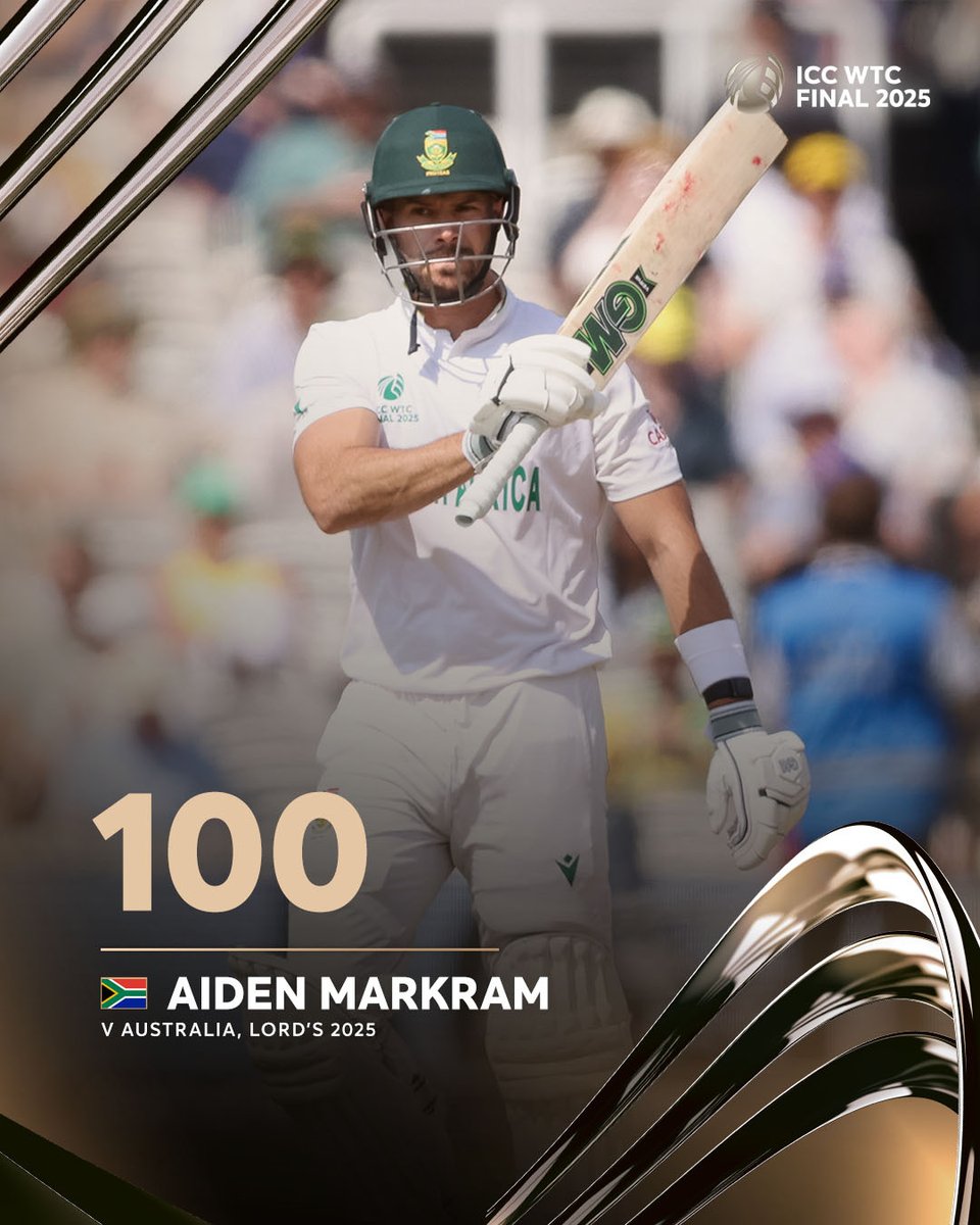 A century of the highest class from Aiden Markram! 💯🔥 

Composed under pressure, fearless in execution, what a time for a knock for the ages. 🇿🇦💪 

A phenomenal player rising to the occasion when it matters most. Take a bow, Markram, pure brilliance! 🔥👏 

#WtcFinal2025