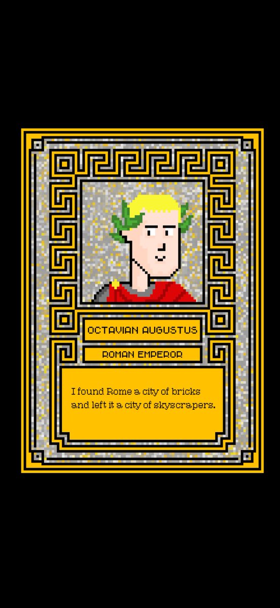 RomanPunks (@romanpunksnft) on Twitter photo “I found Rome a city of bricks and left it a city of skyscrapers.”
~Punktavian <a href="/romanpunktavian/">Punktavian Augustus</a> “I found Rome a city of bricks and left it a city of skyscrapers.”
~Punktavian <a href="/romanpunktavian/">Punktavian Augustus</a>