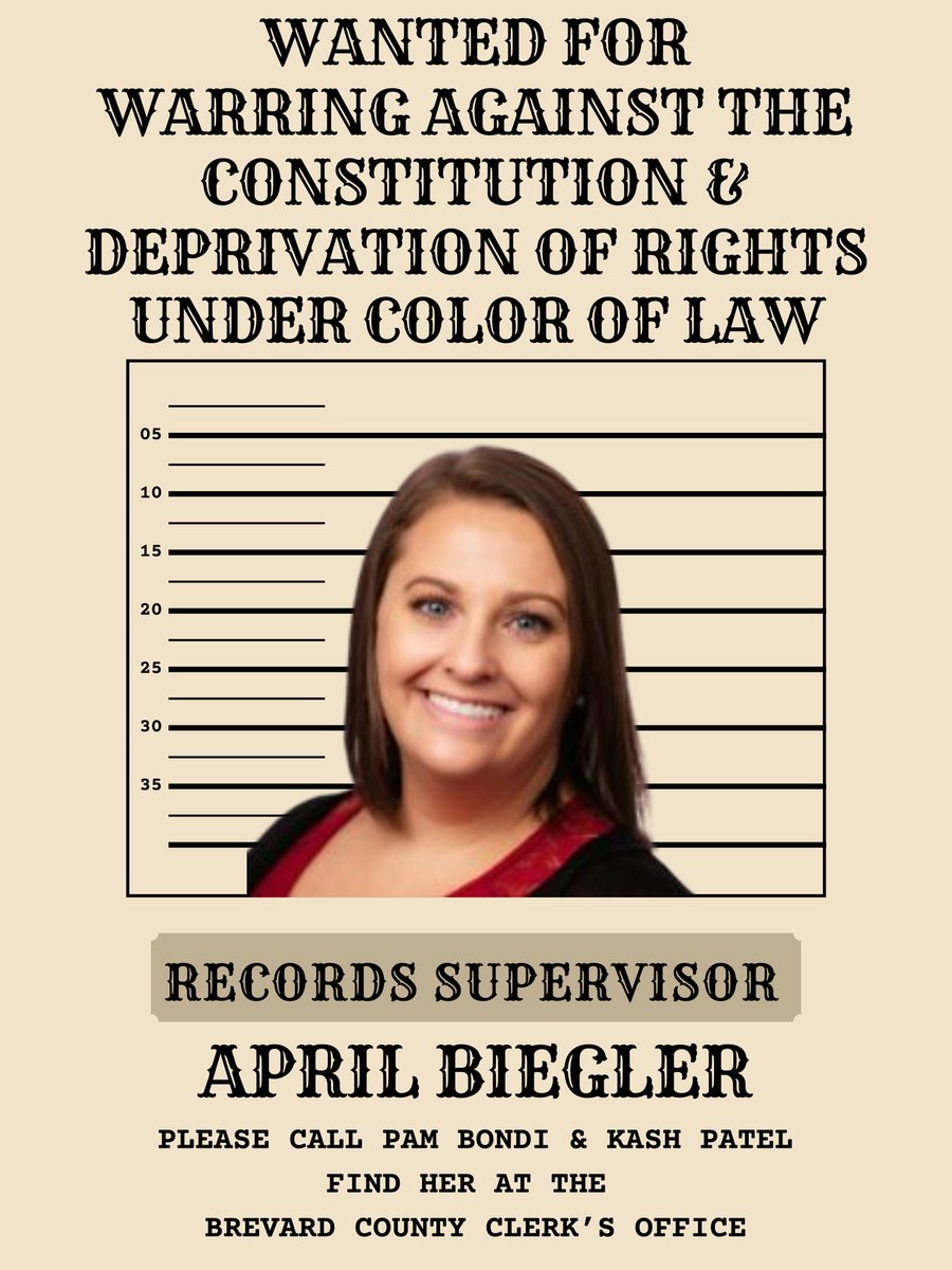 Mike Salmon (@realmikesalmon) on Twitter photo But wait there's more!
<a href="/BrevardCo_FL/">Brevard County Gov</a> supervisor April Biegler feels empowered by Sadoff's fuckery, and not only told her recorder Carole, but ME over the phone that statutes supersede federal law.
I told you that you're a constitutional agency. Should have believed me and did But wait there's more!
<a href="/BrevardCo_FL/">Brevard County Gov</a> supervisor April Biegler feels empowered by Sadoff's fuckery, and not only told her recorder Carole, but ME over the phone that statutes supersede federal law.
I told you that you're a constitutional agency. Should have believed me and did
