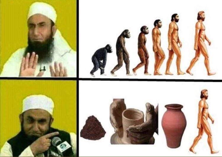 Descended from apes? Don’t be ridiculous—we were clearly molded from magical dirt.

#ExMuslim #FreedomFromReligion #science