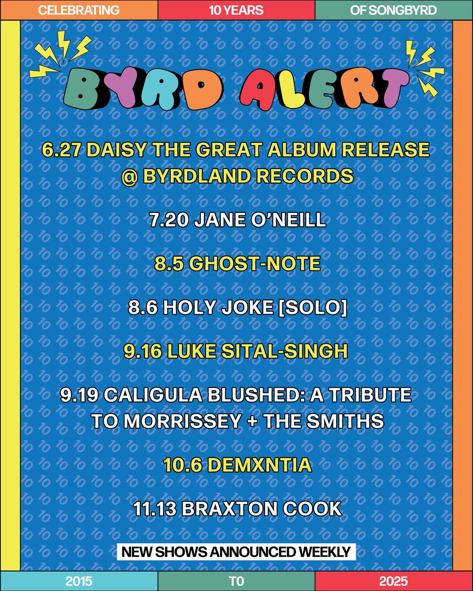 ANNOUNCED THIS WEEK &amp; NOW ON SALE!! Full calendar and tix links &gt; songbyrddc.com/events/