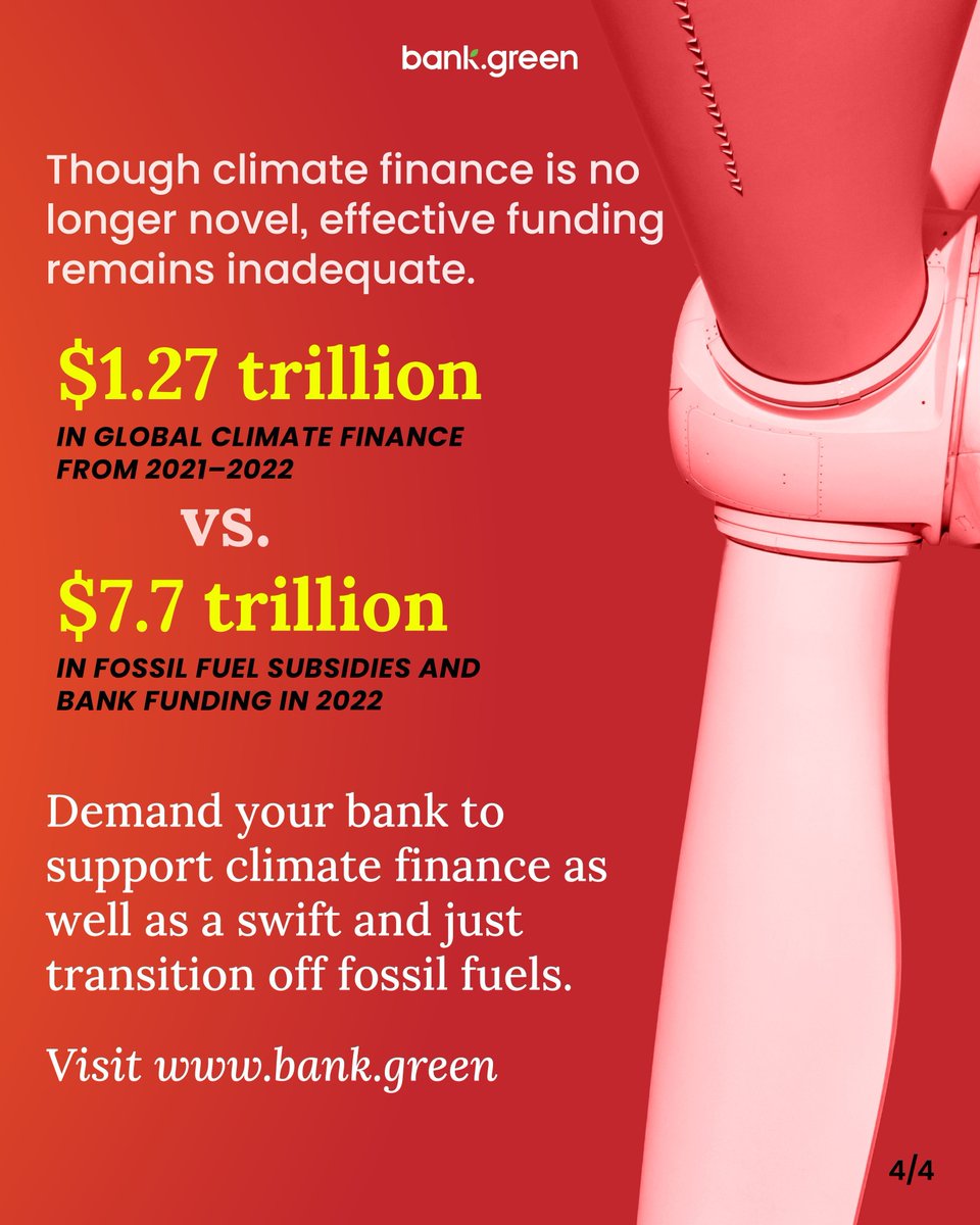 After decades of global acknowledgement of the climate crisis, why does the world still bet on fossil fuels? Why is climate finance still underpowered and misdirected? Here's the truth on the state of climate finance today. ⌛💰 

#bankgreen #fossilfuels #climatechange #G20Summit