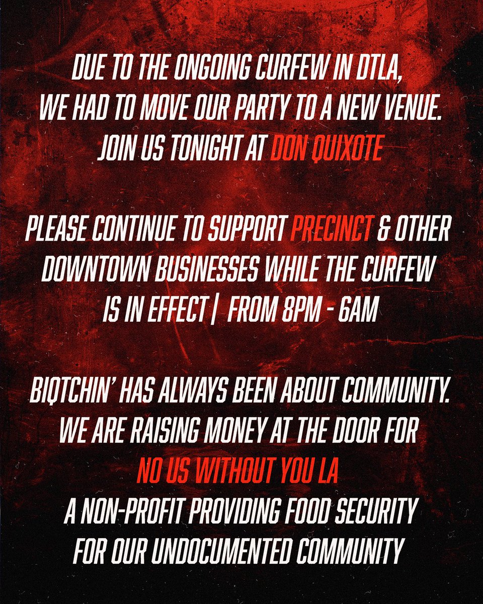 Biqtch Puddin’ (@biqtchpuddin) on Twitter photo VENUE CHANGE* for <a href="/biqtchin/">Biqtchin’ 👁👄👁✨</a> tonight due to the curfew’s. Join us at <a href="/DonQuixoteLA/">Don Quixote</a> this evening with <a href="/GreymatterFx/">GreyMatterFX</a>! We hope to see you ghouls this evening for Friday the 13th! VENUE CHANGE* for <a href="/biqtchin/">Biqtchin’ 👁👄👁✨</a> tonight due to the curfew’s. Join us at <a href="/DonQuixoteLA/">Don Quixote</a> this evening with <a href="/GreymatterFx/">GreyMatterFX</a>! We hope to see you ghouls this evening for Friday the 13th!