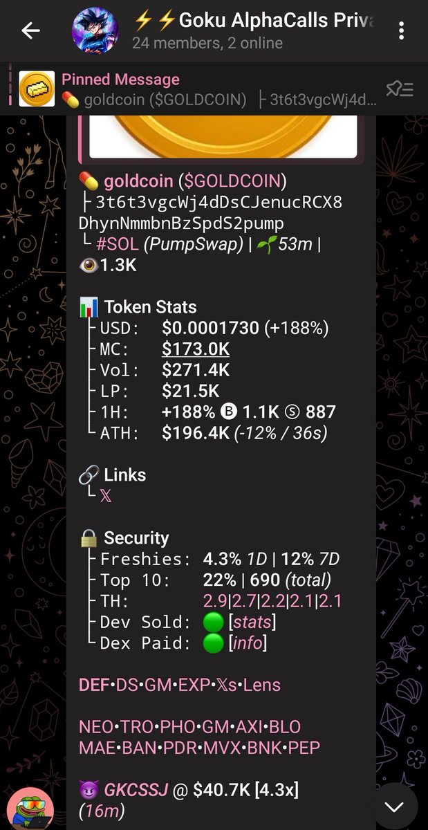 Goku_alphacalls's tweet image. $GOLDCOIN Hit 187K

Called in my private lounge @ 40K

4️⃣.6️⃣x from call ✅

3t6t3vgcWj4dDsCJenucRCX8DhynNmmbnBzSpdS2pump

#GOLDCOIN #SOL #Solana