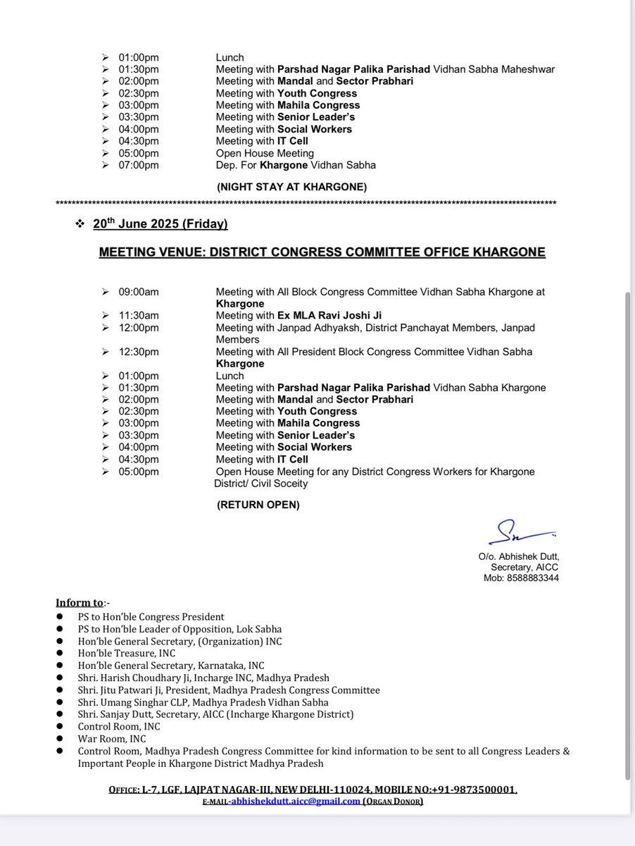 duttabhishek's tweet photo. "Starting on my tour program for #SangathanSrijanAbhiyan in Khargone District, Madhya Pradesh today! Eager to interact with you all and receive valuable suggestions. Let's work together to strengthen our organization! #Khargone #MadhyaPradesh #congress " .@INCMP https://t.co/T9Rgl7PUyK