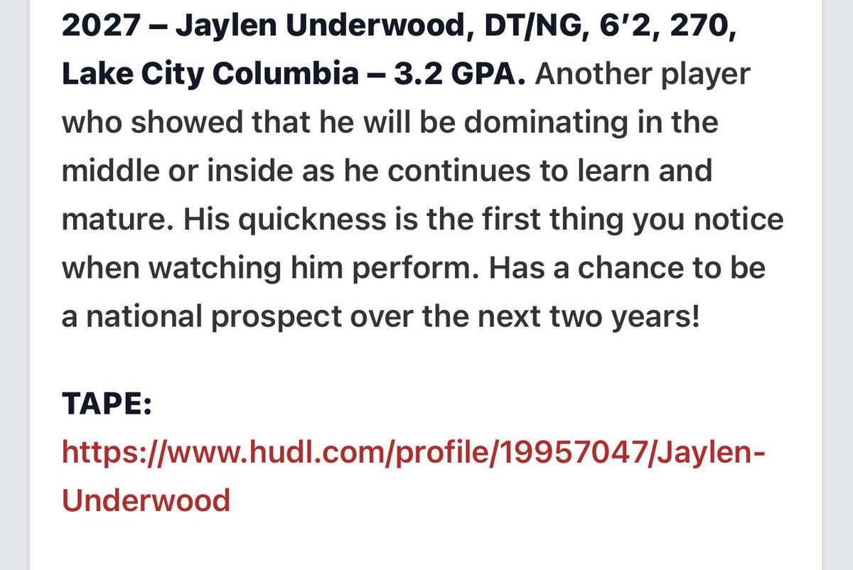 Our 2027 DT <a href="/Jaylenu_56/">Jaylen Underwood</a> had great showing down at <a href="/USFFootball/">USF Football</a> big man camp. Coaches don’t be late recruiting this young man!