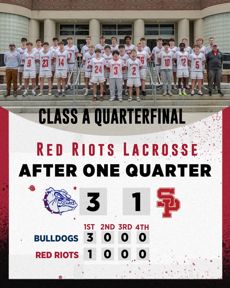SPREDRIOTS's tweet image. Boys Lacrosse Quarterfinal from George Martin Memorial Field. 1st Quarter Goals:
SP - O’Donnell
P - Marvin (3)