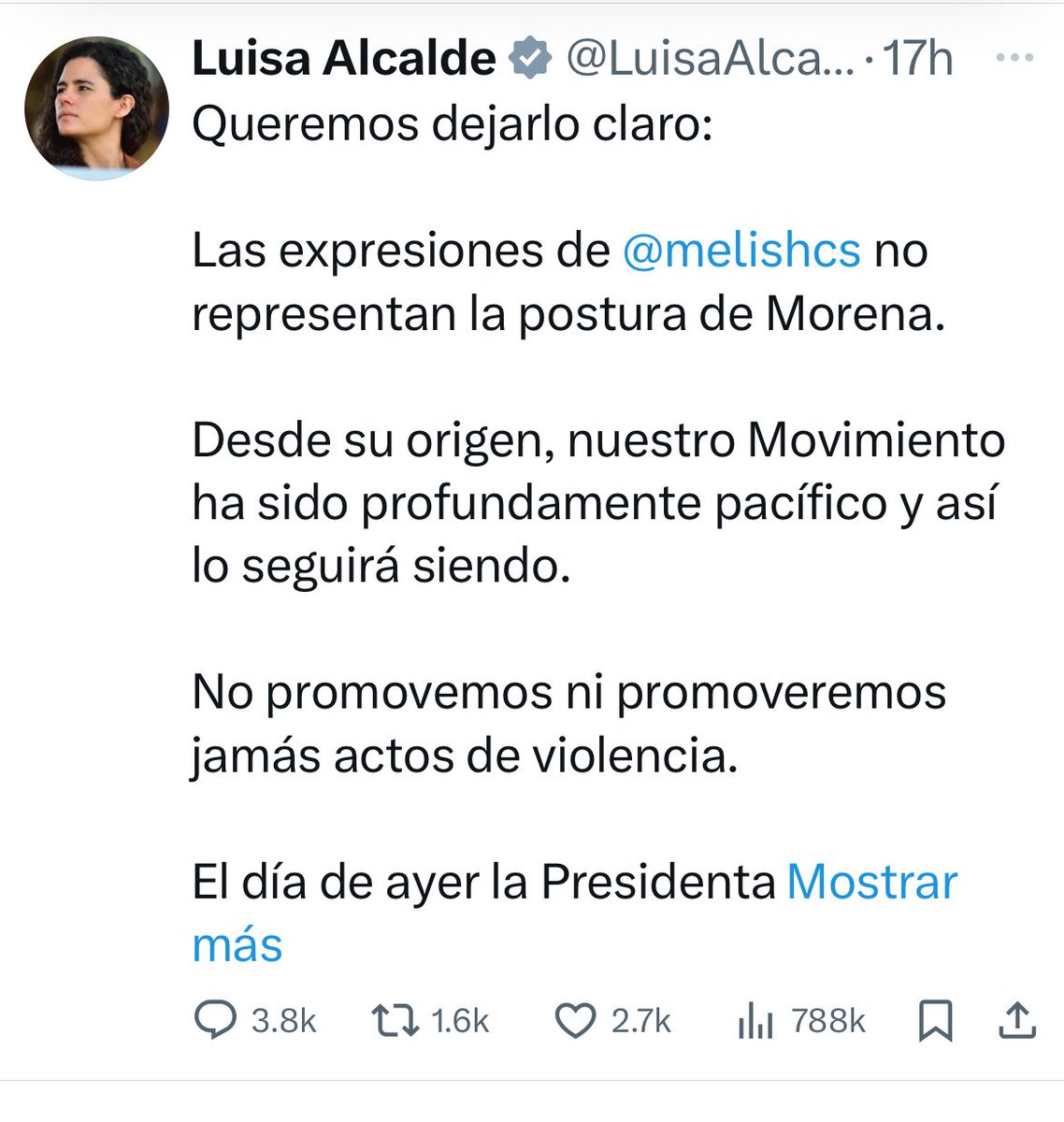 oswaldovillaseñor (@oswaldovillase) on Twitter photo Efecto Landau…Si hacia falta una comprobación de que Morena alienta las manifestaciones en EU ésta la dio Luisa María Alcalde. En un post de deslinde de <a href="/melishcs/">Melissa Cornejo</a> pidió a los militantes de Morena a conducirse con responsabilidad y prudencia. ¿Y si no son ellos porque lo pide? Efecto Landau…Si hacia falta una comprobación de que Morena alienta las manifestaciones en EU ésta la dio Luisa María Alcalde. En un post de deslinde de <a href="/melishcs/">Melissa Cornejo</a> pidió a los militantes de Morena a conducirse con responsabilidad y prudencia. ¿Y si no son ellos porque lo pide?