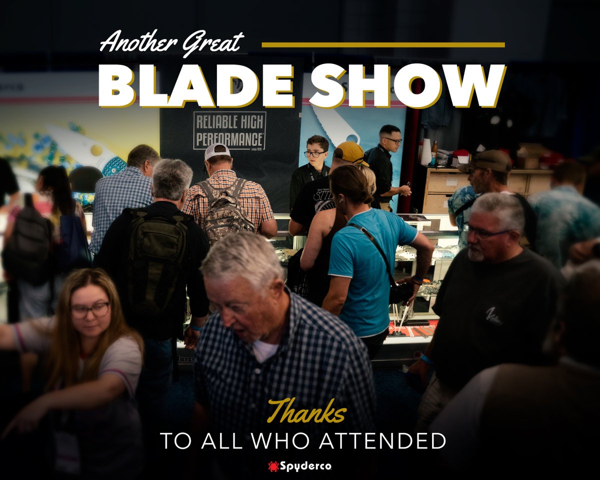 SpydercoKnives's tweet image. Blade Show 2025—what a weekend! Thank you to everyone who stopped by the Spyderco booth, connected with our crew, and helped make it an unforgettable show. A special shoutout to our BladeSports International competitors, Donavon Philips and James Clifton. 
#Bladeshow  #Spyderco