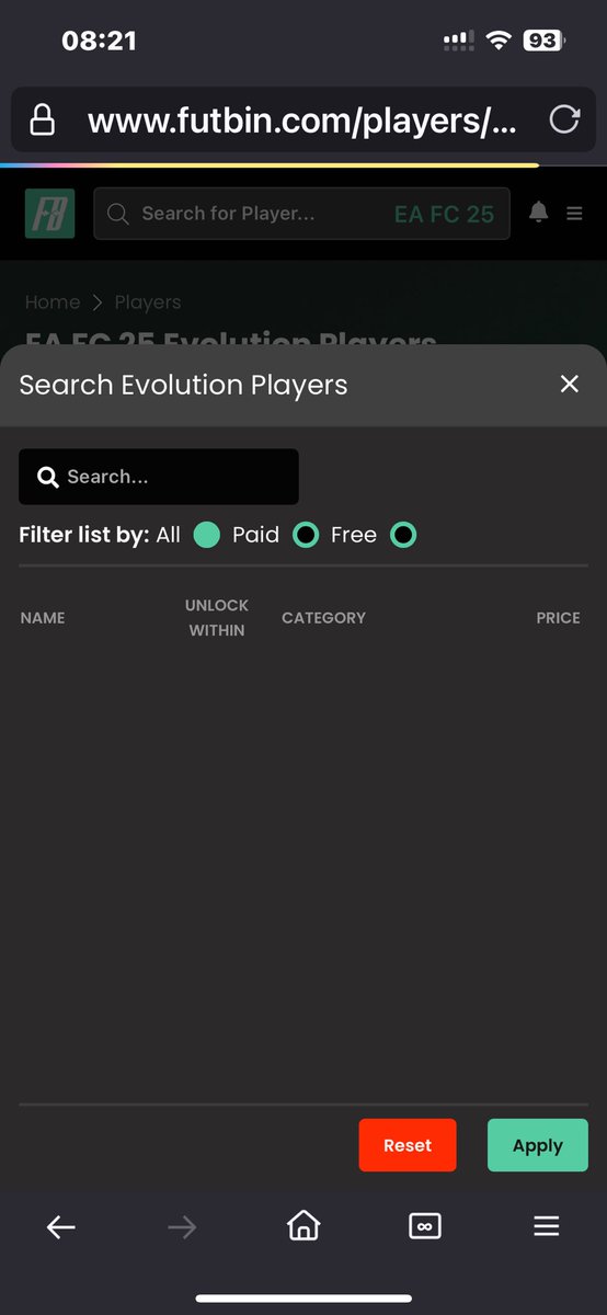 MrsChuffysKat's tweet photo. @FUTBIN is there something up with the website? I'm using it on ios and can't use  evolution players and the website is ultra slow. https://t.co/3ndAcAV8bg