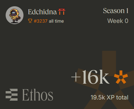 well for half hearted doing this <a href="/ethos_network/">Ethos</a> seems like this xp pretty good.

next time gonna go full for it. 💪

you people who i know and i been engage with and you are in ethos,
more review to come. 🚀