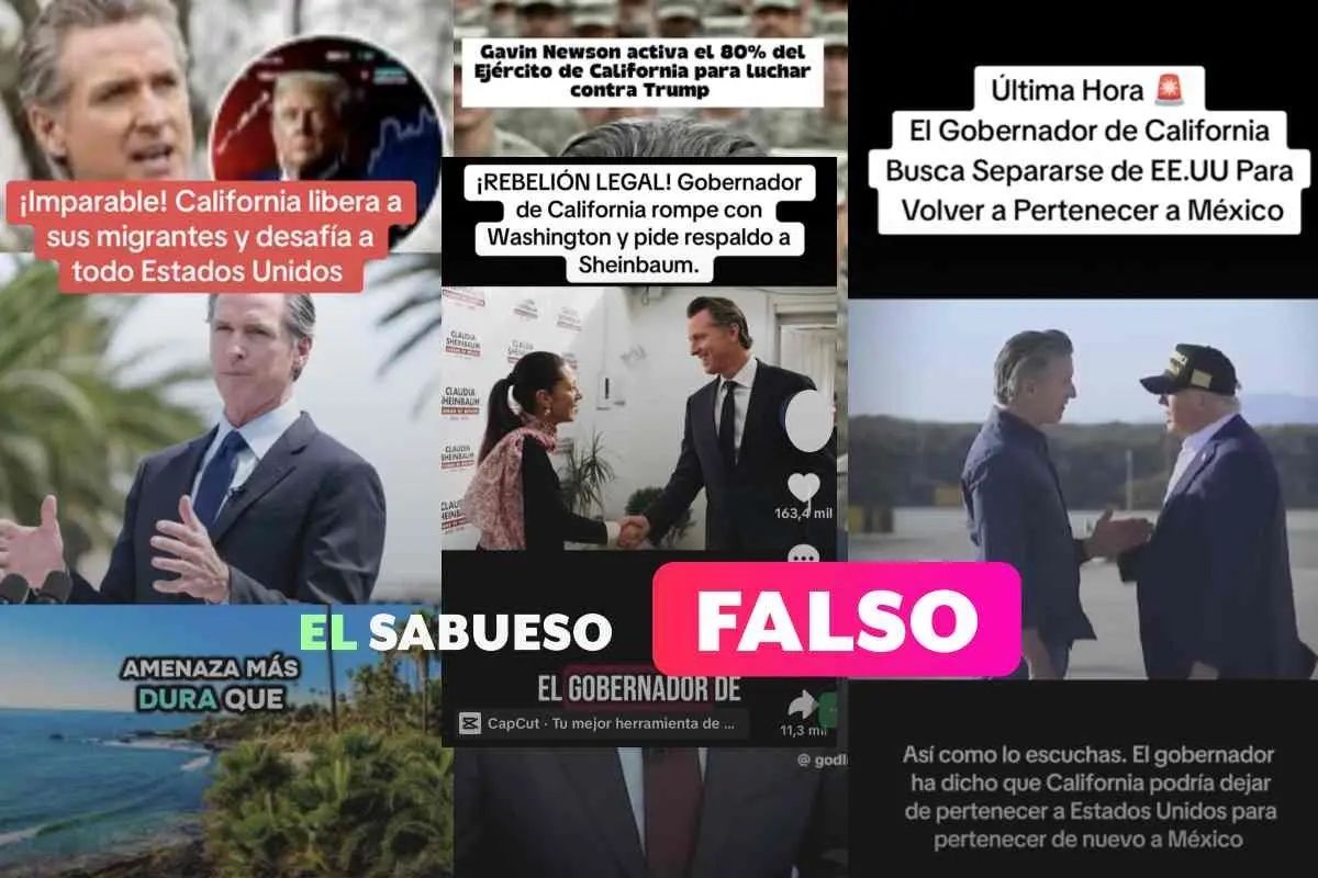 ElSabuesoAP's tweet photo. No caigas en desinformación🐶.
❌No hay evidencia de que el gobernador de California enviara al ejército estatal para enfrentarse con la guardia nacional de Estados Unidos, como lo asegura un video. #ProtestasLA. https://t.co/IUQjGRD710 https://t.co/HqefKaSkoF