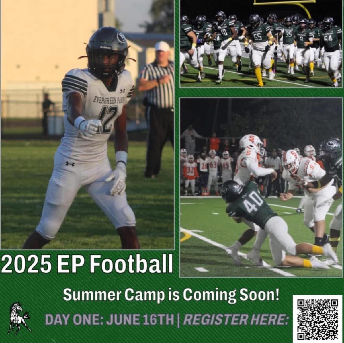 Football camp starts Monday! Get registered and be ready to go. Looking forward to a great season. Go Mustangs!!!

#OneTeamOneMission
#1T1M

manage.snap.app/register/everg…