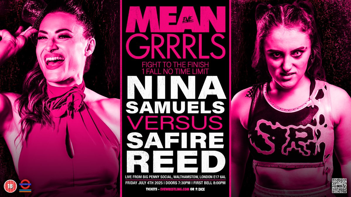 *JULY 4 LONDON TICKET UPDATE*

Front Row SOLD OUT
Second Row: SOLD OUT
Third Row: 1 Remaining
Fourth Row: 11 Remaining

Featuring the EVE debut of KRIS STATLANDER as she challenges ANITA VAUGHAN for the EVE INT'L Championship!

Get your tickets now at EVEwrestling.com/tickets