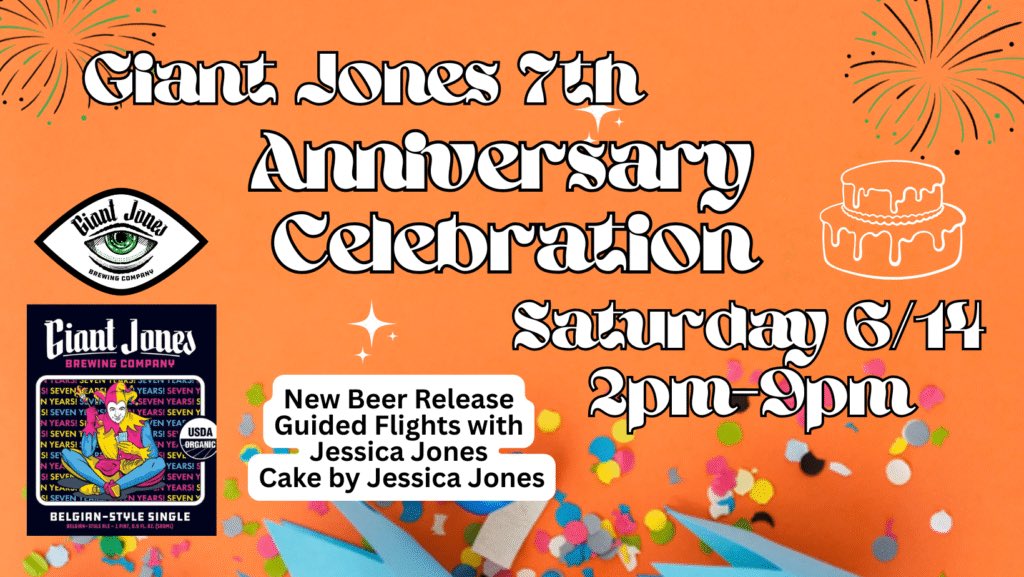Congrats to @giantjonesbrewery  [#MSNBeer &amp; #WIBeer ] celebrating its 7th Anniversary on Saturday (6/14). 

A new beer will mark the occasion, a Belgian single. 

Also guided flights with owner/brewer Jessica Jones giantjones.com/event/giant-jo…