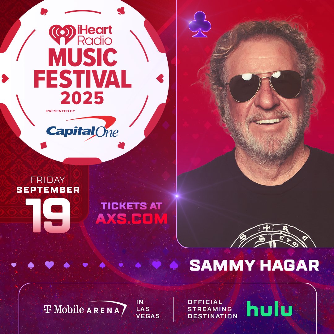sammyhagar's tweet image. TICKETS AVAILABLE NOW! Come to Vegas for the @iHeartRadio Music Festival! Secure your tickets now and join the party in September! Buy your #iHeartFestival tickets now: ihr.fm/2025IHRMFtix