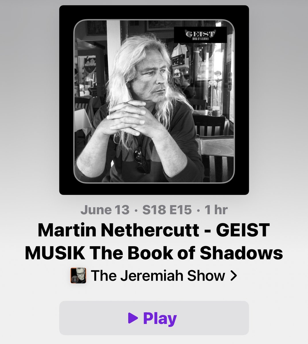 Listen to Martin Nethercutt’s interview / podcast on The #JeremiahShow all about #GeistMusik and the story of protagonist #MartinCole #immersiveentertainment #storytellers #bookofshadows #mccartneystudios ow.ly/GhC250W9lbr