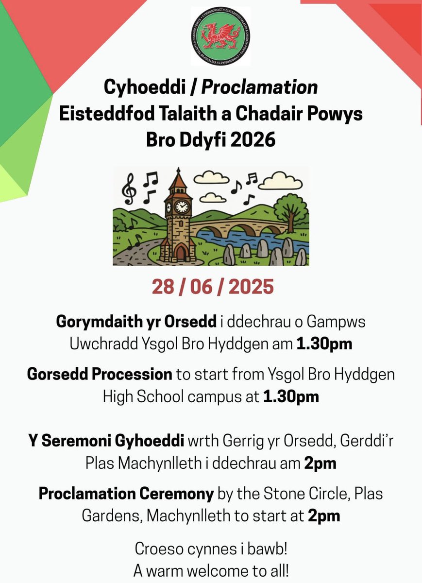 ‼️DIWEDDARIAD PWYSIG ‼️
Mae Ileoliad dechrau'r orymdaith wedi newid i Adeilad Hyddgen, Campws Uwchradd Bro Hyddgen ar y 28/06/2025.