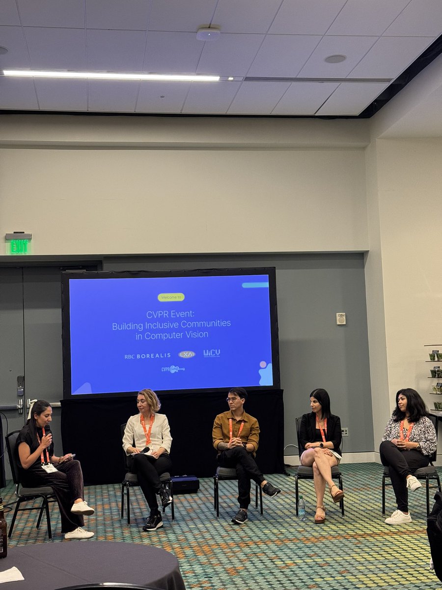 🎉 " Building Inclusive Communities in Computer Vision " social at #CVPR2025 with <a href="/_LXAI/">LatinX in AI (LXAI)</a>, <a href="/WiCVworkshop/">WiCV</a>, and <a href="/RBCBorealis/">RBC Borealis</a> is happening now! 
 
📍 Room 202 A-C
🕐 5 pm - 7 pm