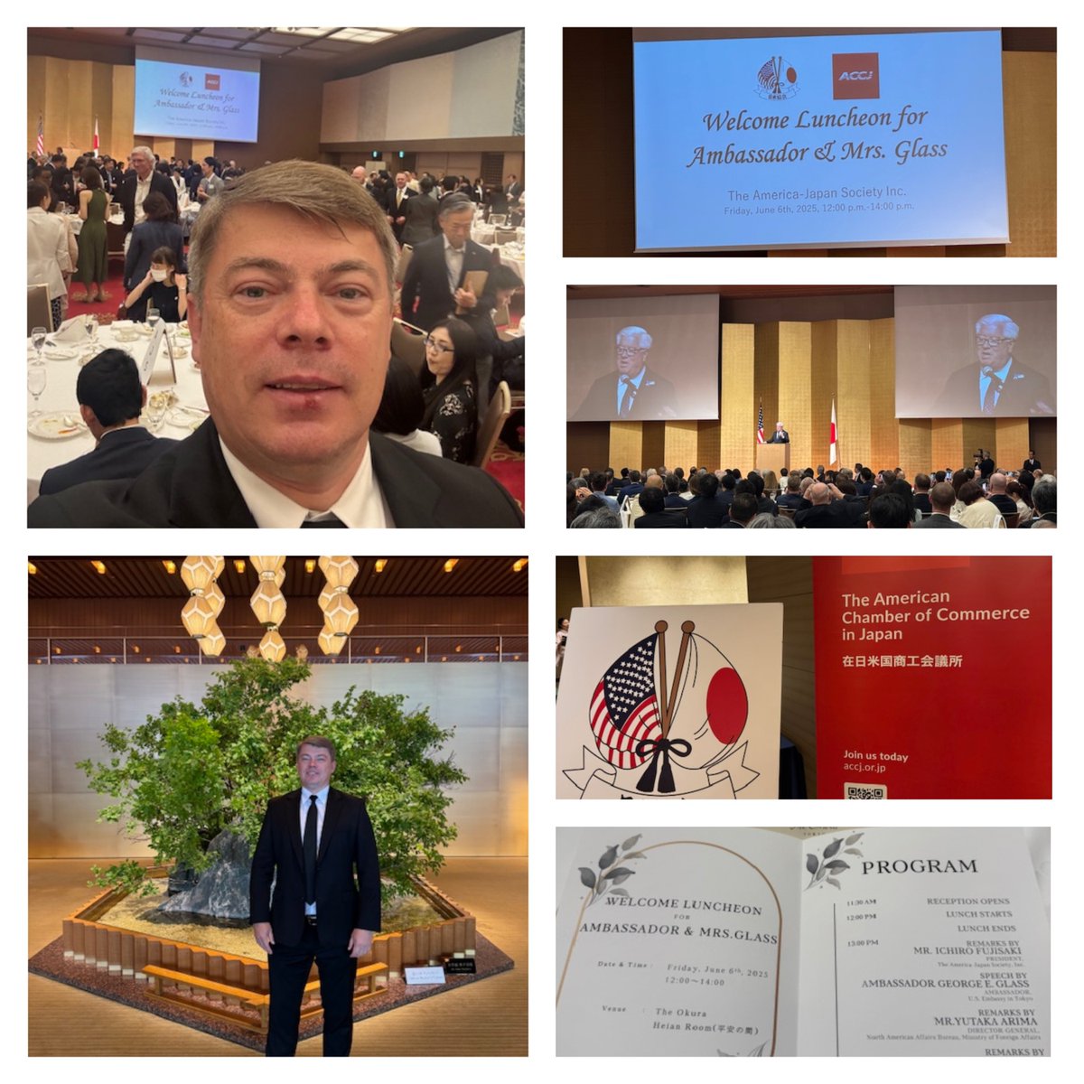 Radosław Tyszkiewicz, Prezes Fundacji, wziął udział w lunchu powitalnym 🥂 nowego Ambasadora USA 🇺🇸, pana Georga Glassa, który odbył się w Hotelu Okura 🏨 w Tokio 🇯🇵. 
Spotkanie, współorganizowane przez American Chamber of Commerce in Japan (ACCJ) oraz America-Japan Society 🤝,