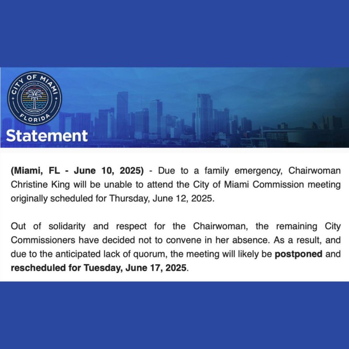 Laura Loomer (@lauraloomer) on Twitter photo Miami Mayor Francis Suarez <a href="/FrancisSuarez/">Mayor Francis Suarez</a> likely violated Florida Sunshine Laws by lobbying city commissioners in Miami to pass a proposal to skip the upcoming November 2025 election in Miami.
The Florida AG <a href="/AGJamesUthmeier/">Attorney General James Uthmeier</a>
should investigate this matter since it is clear Miami Mayor Francis Suarez <a href="/FrancisSuarez/">Mayor Francis Suarez</a> likely violated Florida Sunshine Laws by lobbying city commissioners in Miami to pass a proposal to skip the upcoming November 2025 election in Miami.
The Florida AG <a href="/AGJamesUthmeier/">Attorney General James Uthmeier</a>
should investigate this matter since it is clear