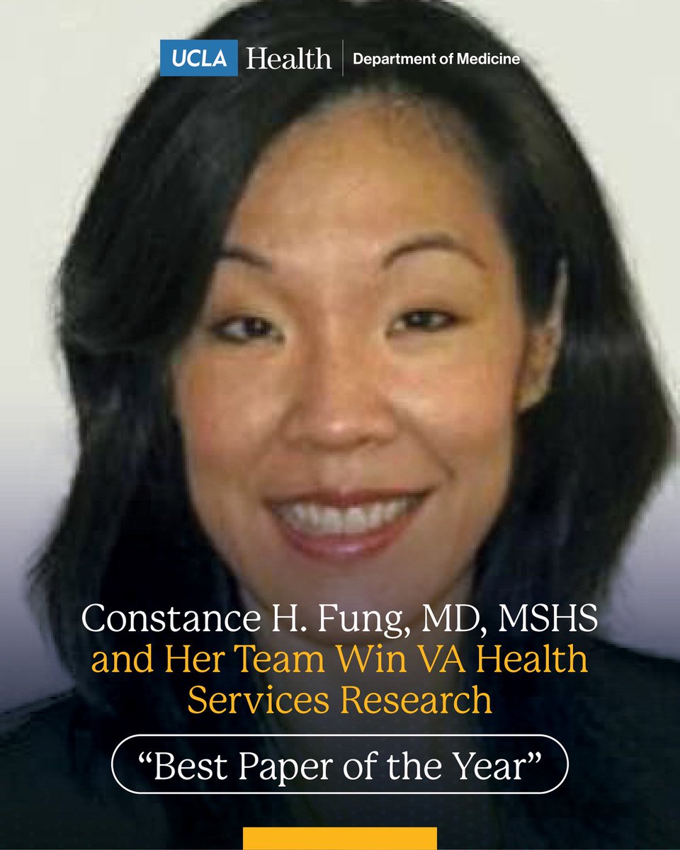 Congrats to Dr. Constance Fung and team, winners of the VA Health Services Research "Best Paper of the Year!" Their innovative trial explored safer ways to treat insomnia by reducing reliance on sleep meds using blinded tapers &amp; cognitive tools. Read more: uclahs.fyi/4k0CAqt