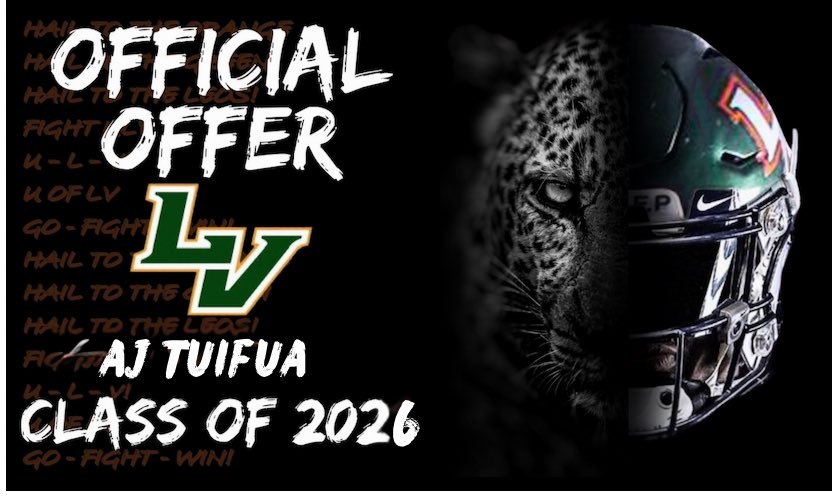 Alani Tuifua (@alani_tuifua11) on Twitter photo After a great conversation with <a href="/_CoachSid/">Sid Robertson</a>, I’m blessed to receive my first offer from The University of La Verne <a href="/ULV_Football/">La Verne Leopards Football</a>. #AGTG
<a href="/BrandonHuffman/">Brandon Huffman</a> <a href="/GregBiggins/">Greg Biggins</a>
<a href="/Bonez_Tuitele/">Anthony Tuitele</a> After a great conversation with <a href="/_CoachSid/">Sid Robertson</a>, I’m blessed to receive my first offer from The University of La Verne <a href="/ULV_Football/">La Verne Leopards Football</a>. #AGTG
<a href="/BrandonHuffman/">Brandon Huffman</a> <a href="/GregBiggins/">Greg Biggins</a>
<a href="/Bonez_Tuitele/">Anthony Tuitele</a>