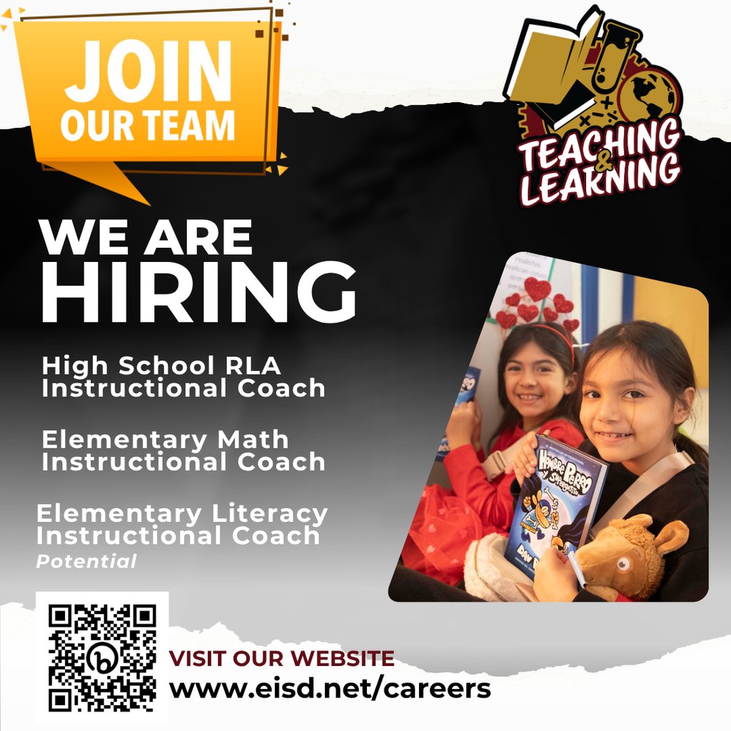 EISD is ready to add more amazing coaches to our academic team!  If you're serious about making a difference in the lives of teachers and students -- apply now at eisd.net.