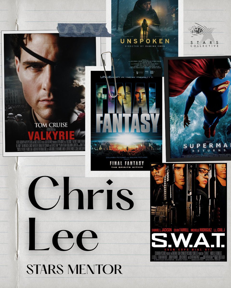 StarsCLTV's tweet image. Chris Lee, film producer and former President of Production at TriStar and Columbia Pictures. His producing work spans blockbusters like Superman Returns, Valkyrie, and S.W.A.T. We’re honored to have him as a mentor in the Stars Collective community.