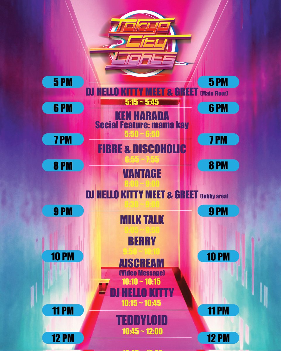 TOKYO CITY LIGHTS IS TODAY!!!

Doors open at 5:00 PM!!!

CAN'T WAIT TO SEE YOU GUYS THERE!!!

#TokyoCityLights2025