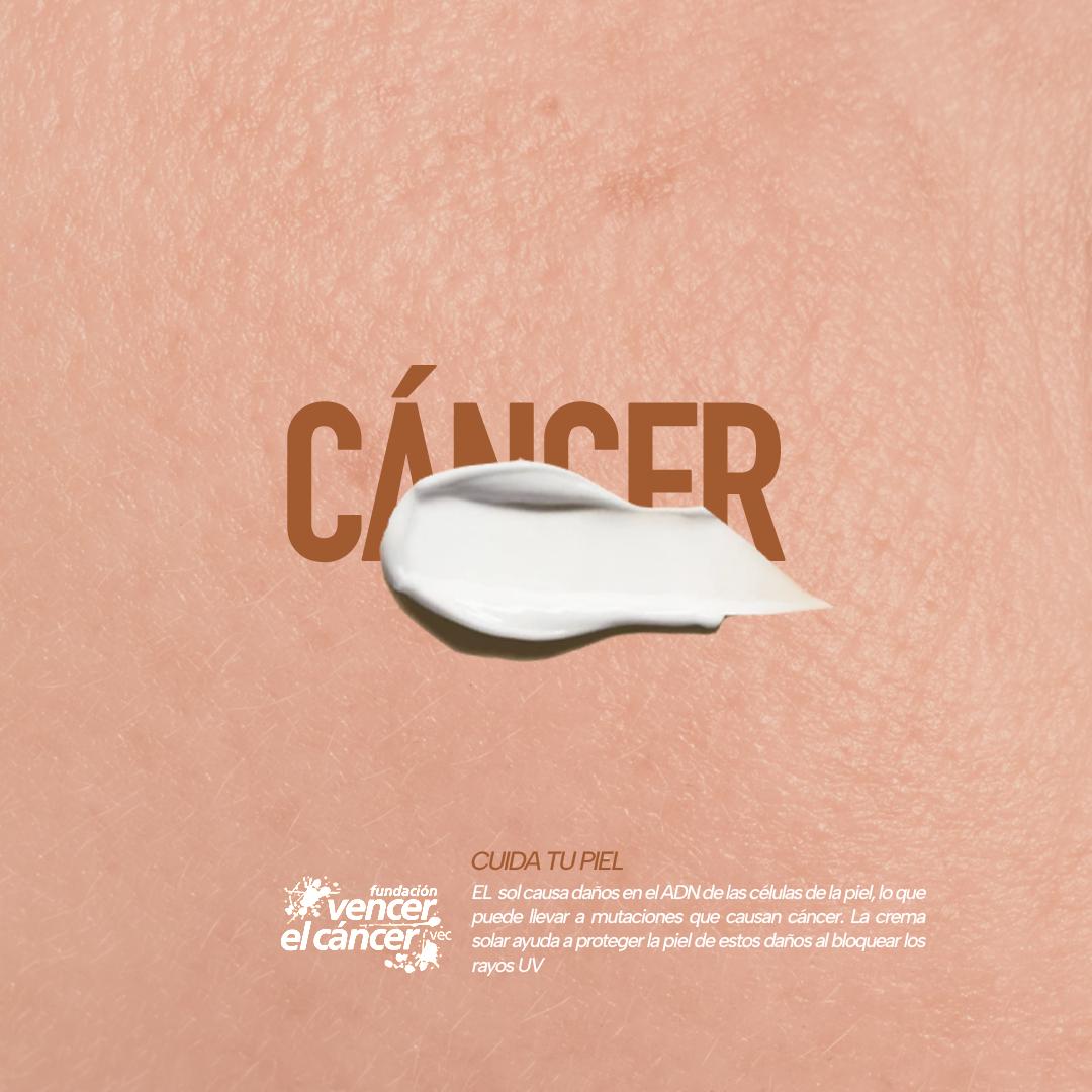 Bajo el lema 'Cuida tu piel' by <a href="/ApolloCreativo/">Apollo Creativo</a>, la fundación <a href="/vencerelcancer/">Vencer el Cáncer</a> quiere concienciar a la sociedad sobre la importancia de evitar la excesiva exposición al sol en la lucha contra el #CancerdePiel. Hoy, en el #DiaEuropeodeCancerdePiel, ponte crema y protégete la piel.