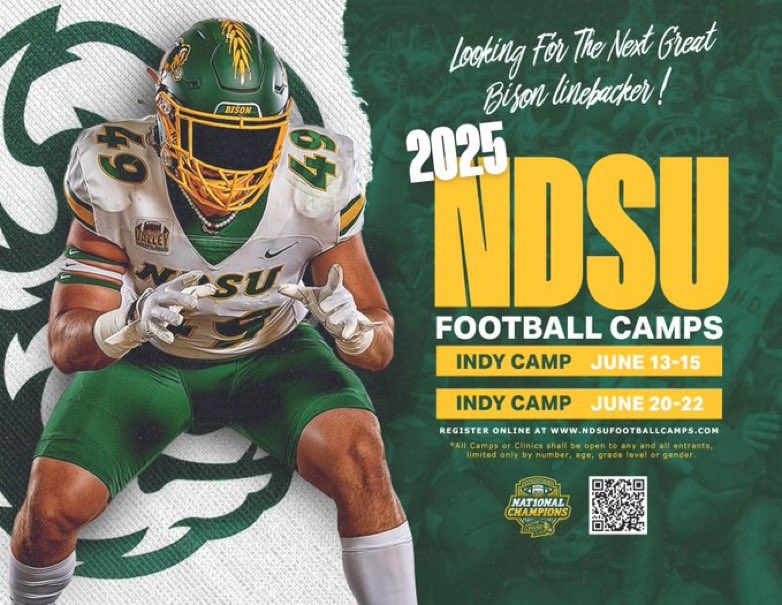 Excited to compete <a href="/NDSUfootball/">NDSU Football</a> camp this weekend!