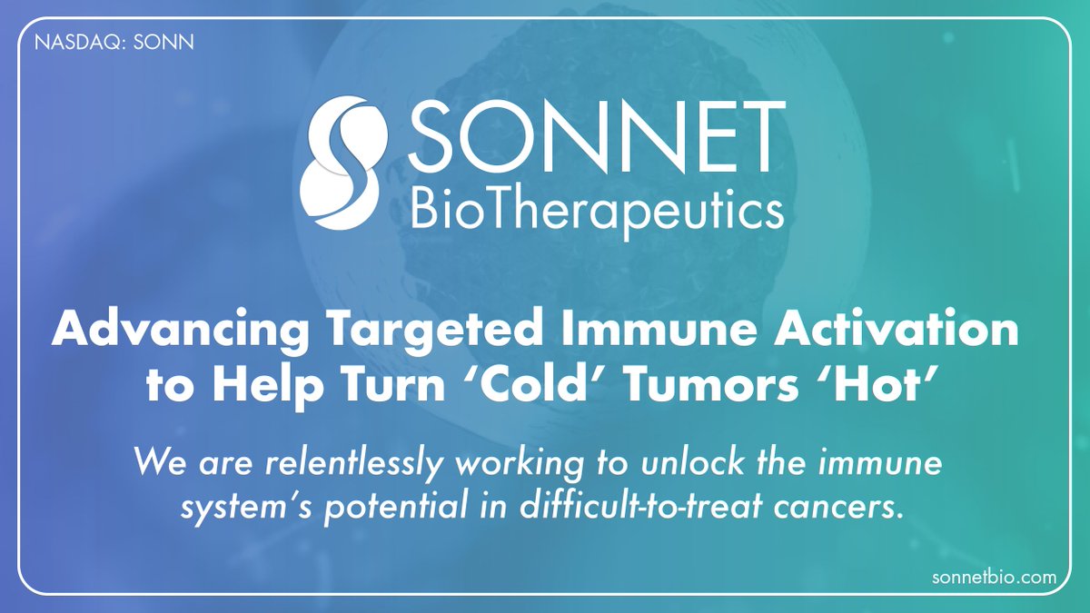 SonnetBio's tweet image. Advancing Targeted Immune Activation to help turn ‘cold’ tumors ‘hot’—relentlessly working to unlock the immune system’s potential in difficult-to-treat cancers.

$SONN #Oncology #SolidTumors