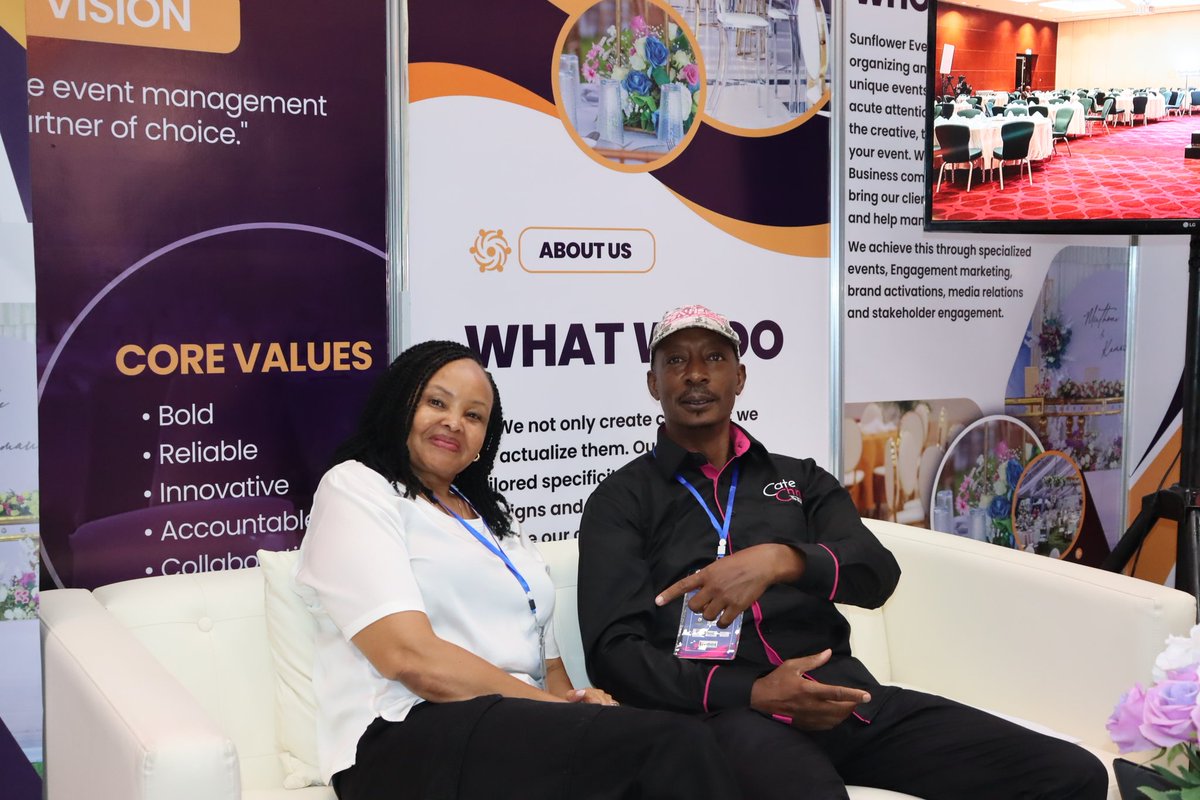 sunflowerke_ltd's tweet photo. Sunflower Events Managing Director Peris Wanjiku and @CateChrisLTD MD @chriskirwa at our booth at the inaugural #africamiceexpo. The expo brought together key players in the industry. https://t.co/yklRPOIoCJ