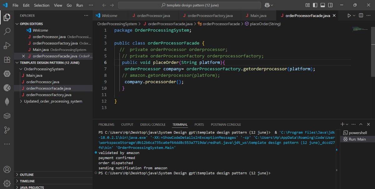 Tushar_pal__'s tweet photo. finished #Day20 of the System Design Course by Coder Army !
Learned Template design pattern and then created a order processing system
https://t.co/yUUKxqkzF2
my code here  special thanks to
@rohit_negi9
and
@adityatandon02
#LearnInPublic #CoderArmy #SystemDesign #LLD https://t.co/S6o4T06fx0