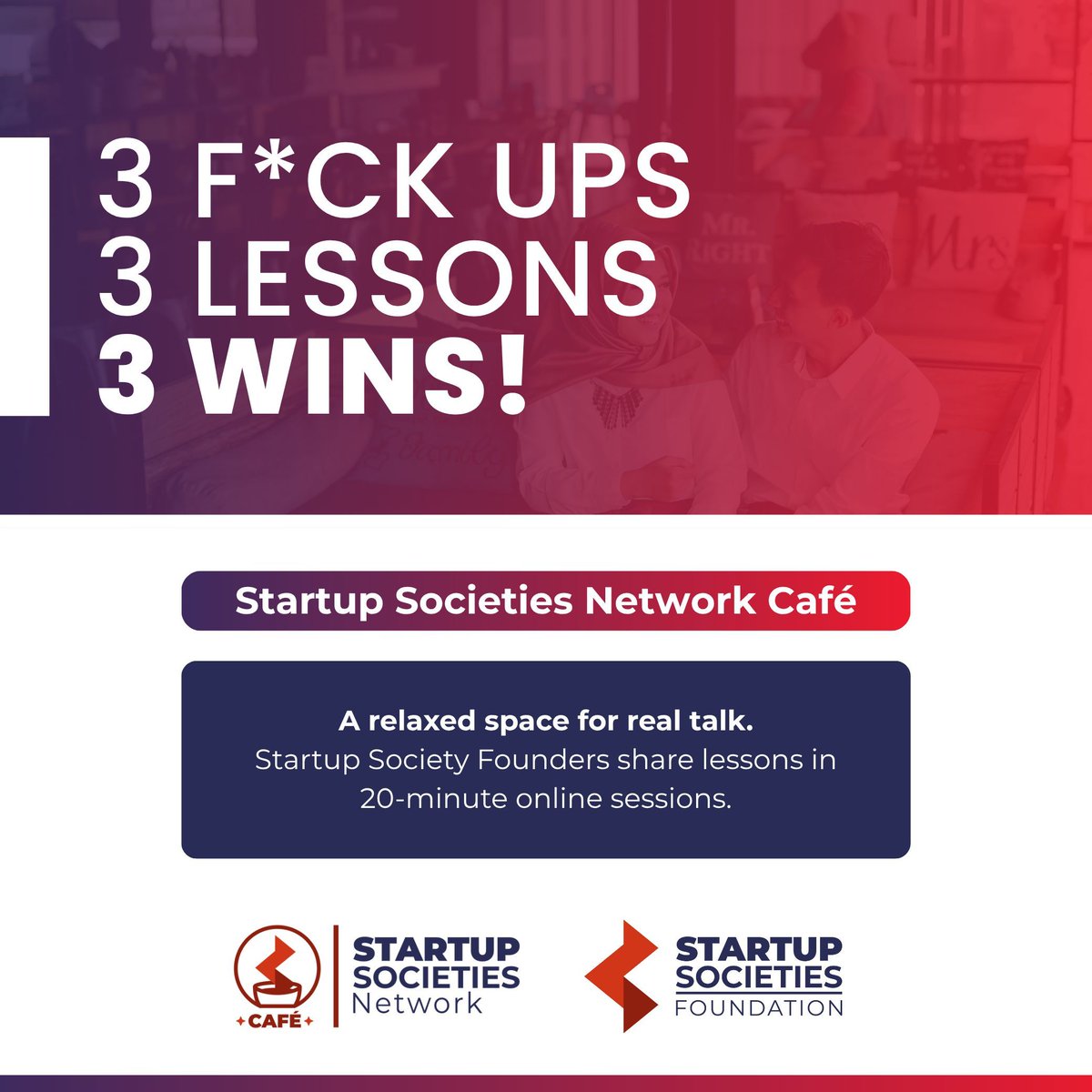 StartSocieties's tweet image. 🌍 Introducing Startup Societies Café!
A new space for founders to share real stories. No pitches. No panels. Just 20 minutes of real talk sharing: 3 lessons, 3 f*ck ups, 3 wins.
🎙️ Want to talk?
buff.ly/fypxT9s
#StartupSocieties #NetworkState #Entrepreneurship
