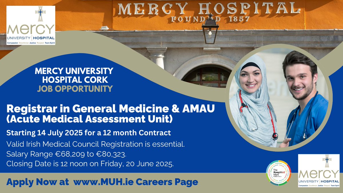 Deirdre O'Riordan (@deeoriordan8) on Twitter photo โญ#Registrars! <a href="/Mercycork/">Mercy University Hospital Cork</a> have a 12 mth opportunity for a #Registrar in #GeneralMedicine / #AMAC
Commences 14 July 2025.
Valid #IMC reg req!
Apply here: api.occupop.com/shared/job/regโฆ
#HSEjobs #MercyUniversityHospital โญ#Registrars! <a href="/Mercycork/">Mercy University Hospital Cork</a> have a 12 mth opportunity for a #Registrar in #GeneralMedicine / #AMAC
Commences 14 July 2025.
Valid #IMC reg req!
Apply here: api.occupop.com/shared/job/regโฆ
#HSEjobs #MercyUniversityHospital
