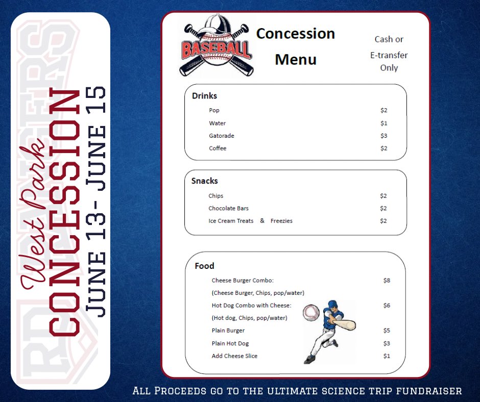 Westpark games and concession this weekend