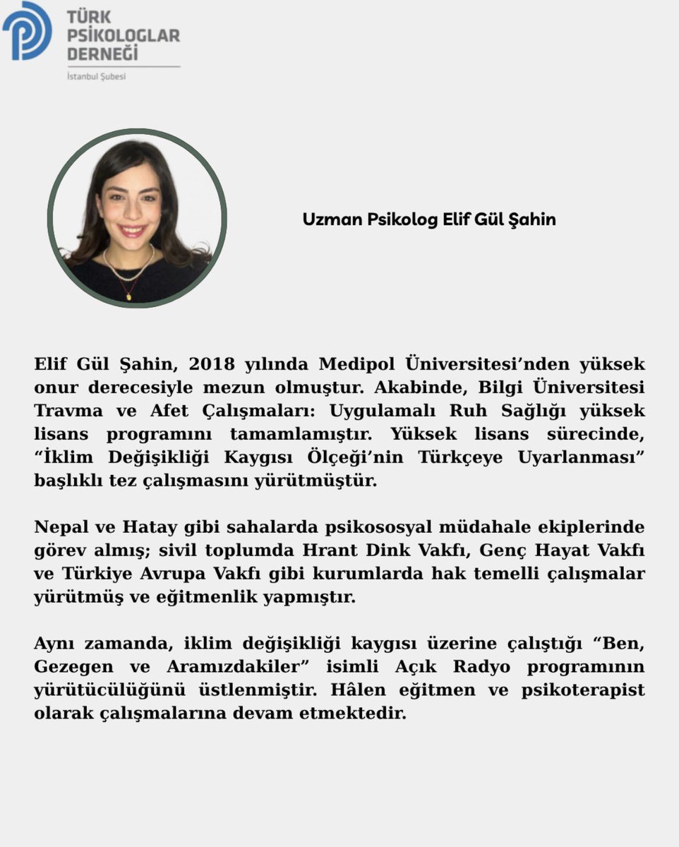 Travma, Afet ve Kriz Birimi İstanbul Çalışma Grubu, Haziran ayı sohbet toplantısında ‘’Gezegene Ağıt:Eko Kaygıyı Anlamak’’ hakkında konuşmak için sizleri davet ediyor. docs.google.com/forms/d/e/1FAI…