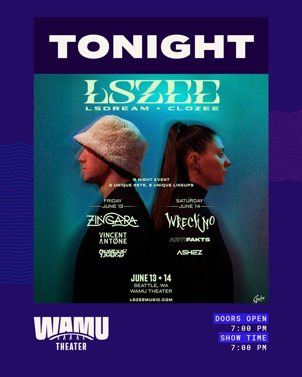 TONIGHT: LSZEE kicks off night one of a two-day takeover at WAMU Theater.

🎟️ wamu.theater/fsy6d6q3
🅿️ wamu.theater/eh8lkcny